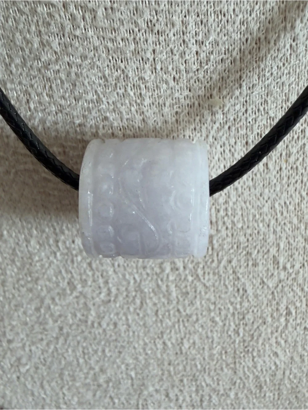 Grade A Burma Jade Lavender Hand-Carved Barrel Pendant